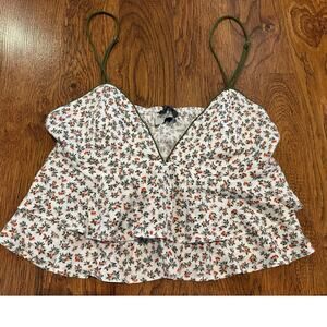 Dress Forum Women's Tiered Floral Cropped Tank - White - Size Small - NWT
